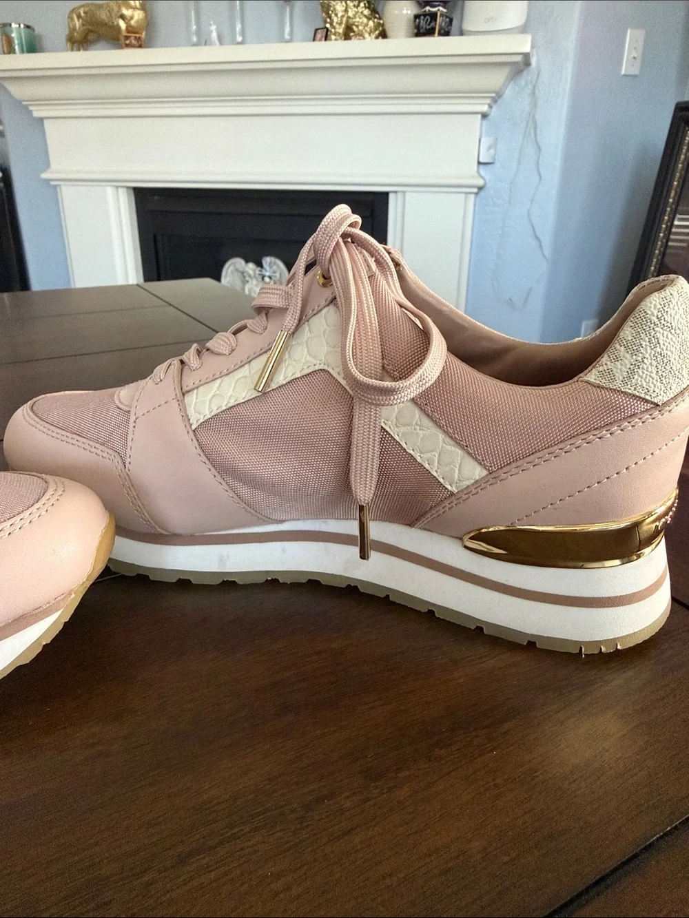 Michael Kors Women's Pink Leather Platform Sneakers